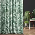 Zasłona szyta na taśmie fala PALMAS zielona z tkaniny o naturalnym splocie w botaniczny wzór