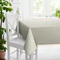 Obrus szyty kremowy z miękkiej tkaniny welwetowej z efektem kreszowania, wykończona obciążnikiem
