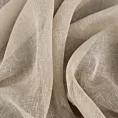 Firana szyta na przelotkach beżowa z gładkiej matowej etaminy o naturalnym splocie, wykończona obciążnikiem