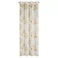 Zasłona beżowo, żółta z nadrukiem kwiatów z etaminy 140x250 cm przelotka AVA Eurofirany