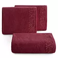 Ręcznik kąpielowy 70x140 cm bawełniany kolor bordowy z ozdobną błyszczącą bordiurą 500 g/m2 MARGO Eurofirany