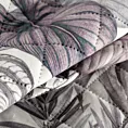 Narzuta fioletowo, szara 220x240 cm pikowana metodą hot press z nadrukiem egzotycznych liści DAVOS DESIGN 91 Eurofirany