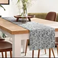 Bieżnik na stół srebrny 85x85 cm z przyjemnej tkaniny SIMONA zdobiony błyszczącym wzorem gałązek