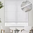 Roleta rzymska CAROLINA biała z miękkiej matowej tkaniny z efektem drobnego deszczyku, wykończona obciążnikiem
