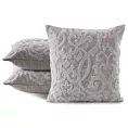 Poszewka na poduszkę 45x45 cm z dodatkiem lnu zdobiona koralikami srebrna ELDA Eurofirany