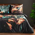 Pościel 160x200 cm z makosatyny bawełnianej kolor czarny, turkusowy z wzorem roślinnym EVA 16 Eva Minge Eurofirany