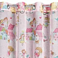 Dekoracja okienna różowa do pokoju dziecięcego z etaminy z nadrukiem z elfami 140x250 cm przelotka POLLY Eurofirany