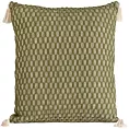 Poszewka na poduszkę 60x60 cm bawełniana zdobiona chwostami na rogach oliwkowa MONTENEGRO TERRA COLLECTION Eurofirany