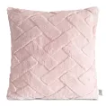 Poszewka na poduszkę 45x45 cm z miękkiego pluszu zdobiona wypukłym wzorem pudrowo różowa CARO DESIGN 98 Eurofirany