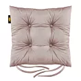 Poduszka na krzesło dwustronna 40 x 40 x 8 cm welwetowa pudrowo różowa z czterema pikowaniami Eurofirany
