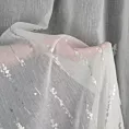 Firana biało, srebrzysta z matowej tkaniny zdobiona błyszczącym wzorem 140x270 cm taśma LINZI Eurofirany