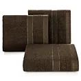 Ręcznik do rąk 30x50 cm bawełniany kolor ciemnobrązowy z bordiurą w paseczki 500 g/m2 BARI Eurofirany