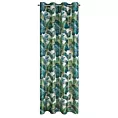 Zasłona biało, zielona z błyszczącym wzorem egzotycznych liści z welwetu 140x250 cm przelotka DAVOS  Eurofirany