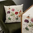 Poszewka na poduszkę 45x45 cm bawełniana, gobelinowa z motywem letnich kwiatów kremowo, zielona GOB Eurofirany