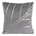 Poszewka na poduszkę 45x45 cm welwetowa z błyszczącym nadrukiem liści szara BLINK 38 Eurofirany