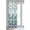 Zasłona granatowo, turkusowa zdobiona nadrukiem roślinnym 140x250 przelotka PILAR Eurofirany
