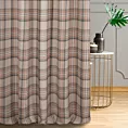 Zasłona szyta na taśmie 5 cm ceglasta z tkaniny z dodatkiem bawełny i nici metalicznej, o wzorze w kratę, zawiera 20% bawełny