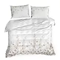 Pościel 220x200 cm z satyny bawełnianej kolor biały, jasnobrązowy z kwiatowym wzorem SPRING 44 Eurofirany