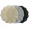 Podkładka okrągła na stół czarna średnica 38 cm JUNE pleciona o falistych brzegach Eurofirany