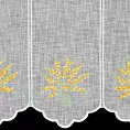 Tkanina firanowa zazdrostka zdobiona haftem żółtych kwiatów Eurofirany