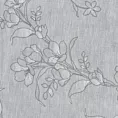 Zasłona biało, popielata ze wzorem kwiatowym z etaminy 140x250 cm przelotka FIORE Eurofirany