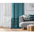 Zasłona ciemnoturkusowa z welwetu zdobiona falbanami 140x250 przelotka CHARLOTTE 1 Eurofirany
