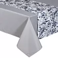 Komplet obrus z bieżnikiem jasnoszaro, biały 140x300/33x300 cm ANITA 3 zdobiony subtelnym wzorem roślinnym
