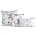Poszewka na poduszkę dwustronna 45x45 cm welwetowa z motywem roślinnym z wypustką na brzegach biało, zielona INEZ EUROFIRANY PREMIUM