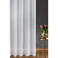 Firana szyta na flexach biała z miękkiej, matowej etaminy o naturalnym splocie, wykończona obciążnikiem
