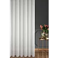 Firana szyta na taśmie 8 cm srebrna z półmatowej etaminy o luźnym splocie, wykończona obciążnikiem