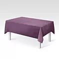Obrus szyty SAFARI 1 jasnofioletowy z miękkiej welwetowej tkaniny z połyskiem i poziomym prążkiem