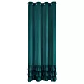 Zasłona ciemnoturkusowa z welwetu zdobiona trzema subtelnymi falbanami 140x250 cm przelotka MEGI Eurofirany