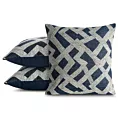 Poszewka na poduszkę 43x43 cm granatowo, kremowa  zdobiona szenilowym geometrycznym wzorem DALIA Eurofirany