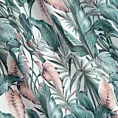 Zasłona zielono, różowa we wzór liści z welwetu 140x250 cm przelotka MADERA Eurofirany