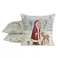 Poszewka na poduszkę 45x45 cm bawełniana, gobelinowa świąteczna z mieszanki włókien popielato, czerwona GOB Eurofirany