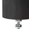 Lampa stołowa do salonu srebrno, czarna NIKI na podstawie z marmuru i metalu z abażurem z matowej tkaniny Eurofirany