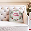 Poszewka na poduszkę świąteczna 45x45 cm  welwetowa biało, zielona  zdobiona haftem Eurofirany