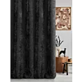 Zasłona szyta na przelotkach czarna z tkaniny o szenilowej strukturze