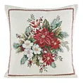 Poszewka na poduszkę 45x45 cm świąteczna gobelinowa z mieszanki włókien czerwono, beżowa Eurofirany