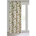 Zasłona biało, oliwkowa w kwiaty z tkaniny welwetowej 140x250 cm przelotka ALEA Eurofirany