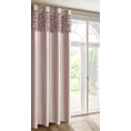Zasłona pudrowa z welwetu zdobiona aplikacją 3D róż 140x250 cm  przelotka - ROSES Eva Minge Eurofirany