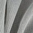 Firana szyta na przelotkach srebrna z matowej tkaniny o strukturze siatki, w stylu eko, wykończona obciążnikiem