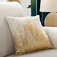 Poszewka na poduszkę 45x45 cm z dodatkiem lnu i błyszczącym nadrukiem naturalno, złota IMANI Eurofirany