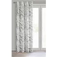 Zasłona biało, srebrzysta zdobiona błyszczącym marmurkowym wzorem z etaminy 140x270 przelotka ALIVIA  Eurofirany