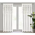 Zasłona biała zdobiona falbanami z welwetu 140x270 cm taśma AURA Eurofirany
