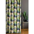 Tkanina zasłonowa zaciemniająca typu dimout z motywem egzotycznych liści Eurofirany