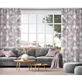 Zasłona srebrno, różowa w kwiaty z etaminy 140x250 cm przelotka SHERRY Eurofirany