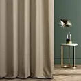 Zasłona szyta na flexach GEONOA ciemnokremowa z miękkiej tkaniny o naturalnym charakterze z widocznym ozdobnym splotem