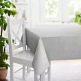 Obrus szyty popielaty z miękkiej matowej tkaniny szenilowej o naturalnym splocie