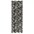 Zasłona czarno, stalowa zdobiona wzorem botanicznym z welwetu 140x250 cm przelotka LOREN Eurofirany
